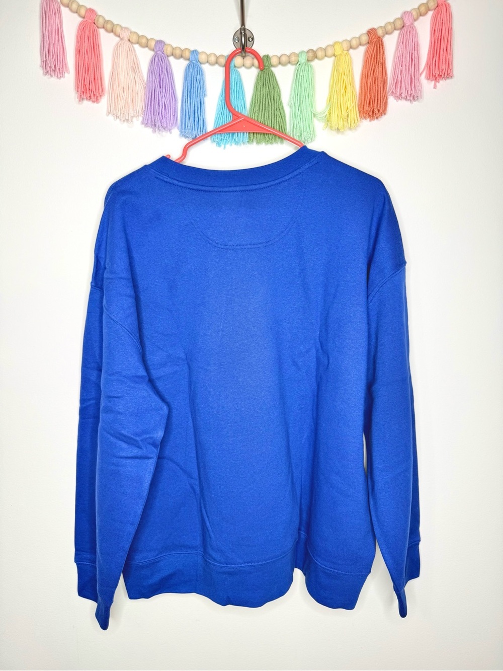 Esprit Royal Blue Crewneck Sweatshirt XL NWT Retro 80s Tonal Embroidered Logo - Picture 11 of 14